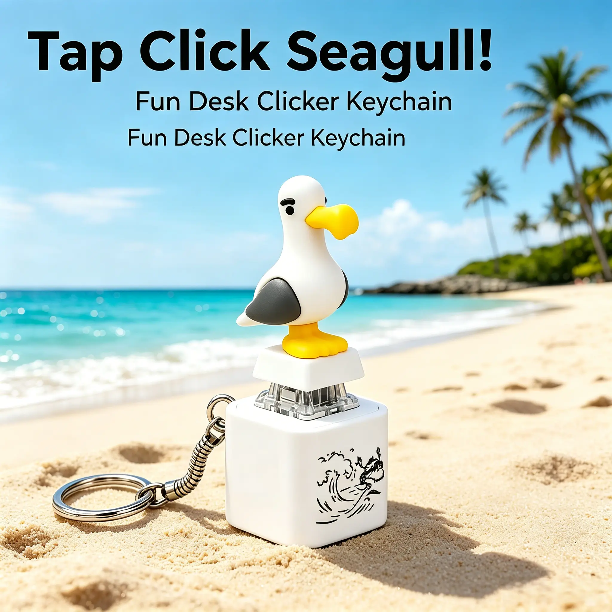 10 Pcs Seagull MINE! Multifunctional Fashion Keychains with Real Sound, LED Light, Cute Interactive Keyboard Clicker, Key Charms, Keychain Decor, Stress Relief Party Gift for Office Workers, Gamers, Multifunctional Keychain