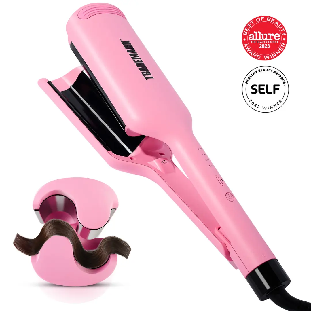 Trademark Babe Waves X Premium Hair Waver 2 Barrel Curling Iron 1.25" Quick Heat with Lightweight Design for Loose Waves and Comfort