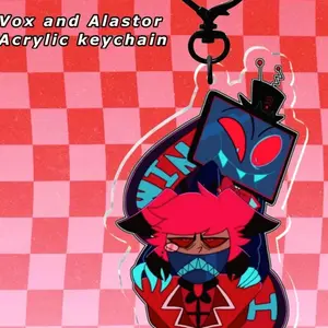 Hazbin Hotel- I WIN Vox and Alastor acrylic Keychain- Made to Order
