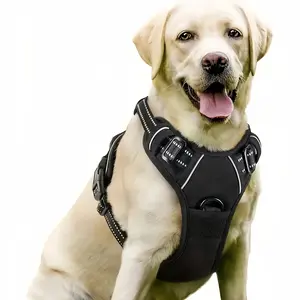 [Adjustable Dog Harness] 2 Clips Adjustable Dog Chest Harness | No Pull Strap, Reflective Oxford Non-Choking Pet Vest with Easy Control Handle, Anti-Barking and Escape, Durable & Bite-Resistant Escape Proof Harness for Small, Medium, and Large Dogs