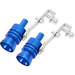 2pcs L Size Aluminum Alloy Universal Turbo Sound Exhaust Muffler Pipe Whistle Car Roar Maker Blue turbo whistle