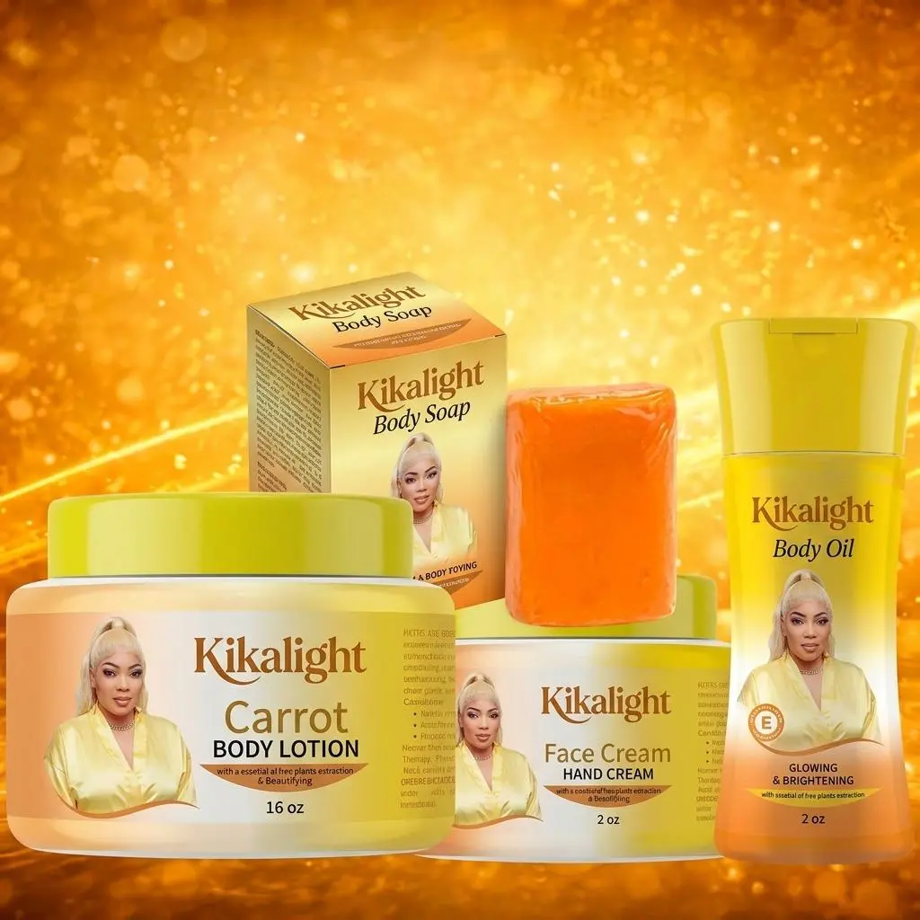 Kikalight Carrot Glow Big Skincare Kit - Cleansing, Lightweight Daily Hand Cream & Face Cream Set