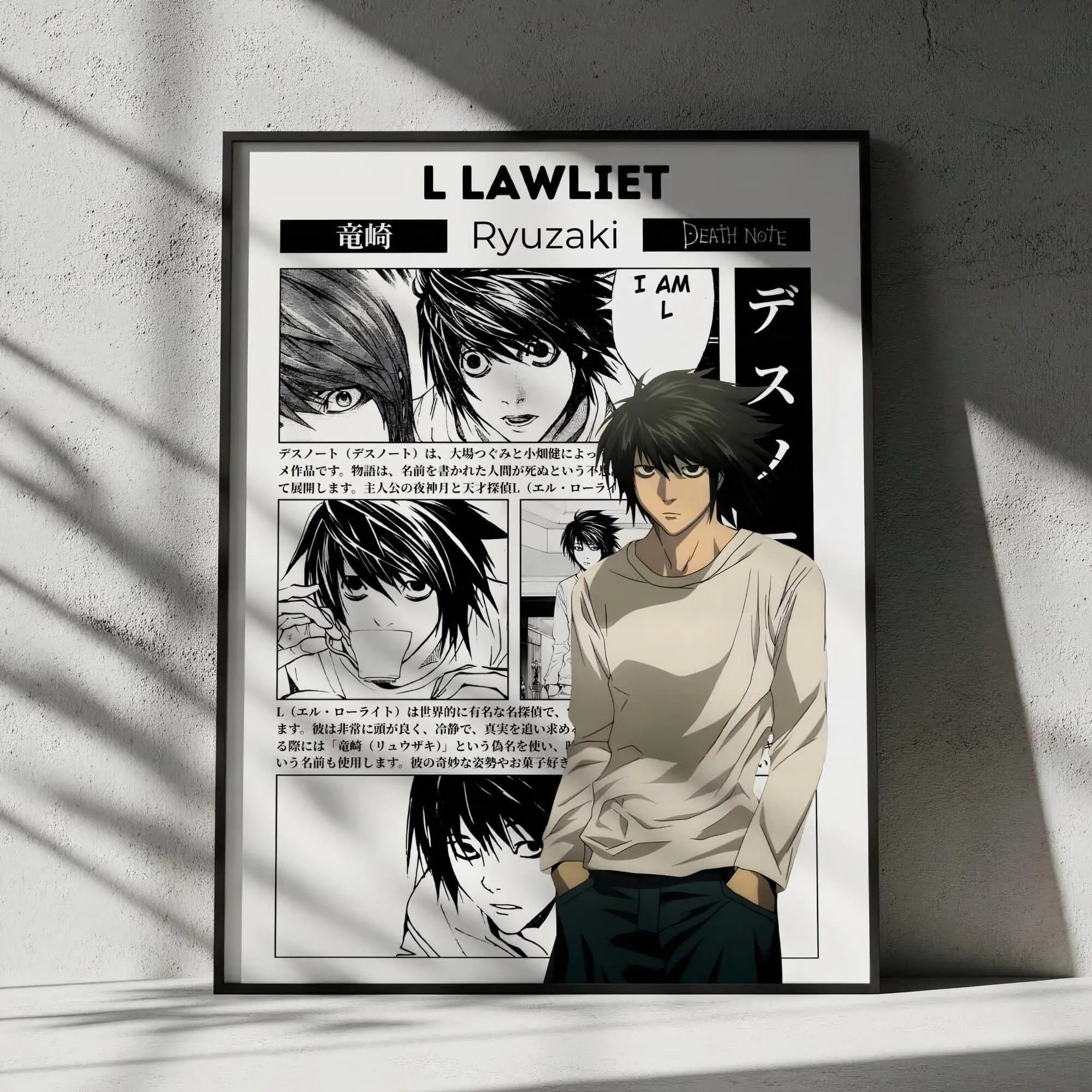 Death Note L Lawliet Anime Poster, Manga Wall Artwork Prints, Home Decor Gift