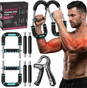 Adjustable Arm Twister Strength Trainer 30-120 lbs Dual Function for Chest Arms Shoulders Grip Workout Tool Home Fitness Portable Compact