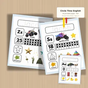 Personalized Preschool Circle Time Monster Truck Chart | 26 Weekly Morning Meeting Worksheets | Letters, Numbers, Shapes & Colors | Pre-K Homeschool