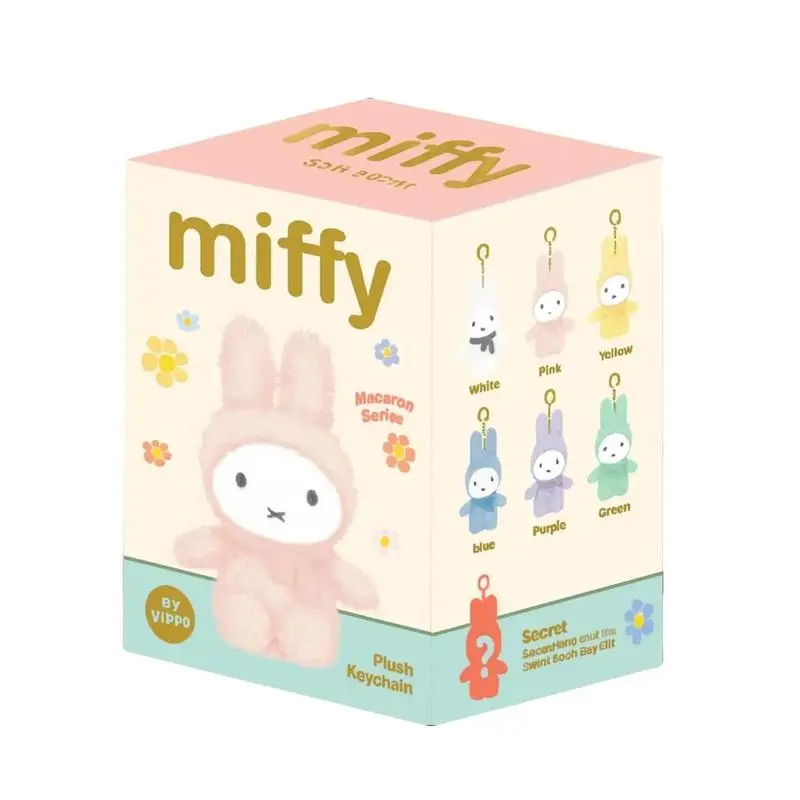 Fluffy Miffy Macaron Series Plushie Keychain Blind Box, Bunny Shape Collectibles - Colorful Keychain Series Stuffed Toy for Kids, Cute Plushies