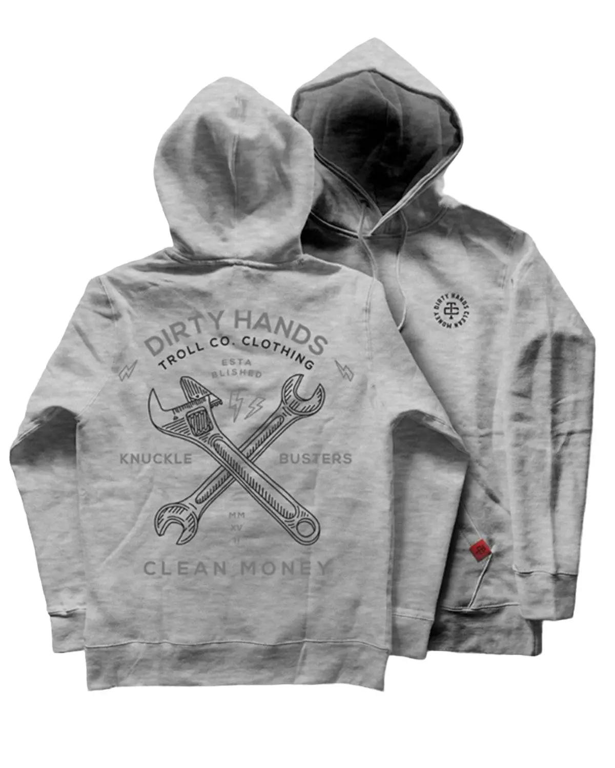 Troll Co Men's Men'S Twisting Wrenches Hooded Sweatshirt - Tc1036-Gry