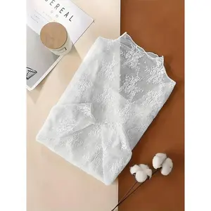 Elegant 3Pieces Lace Top with Delicate Floral Patterns, Three Pcs Semi-Sheer and Alluring, High Stretch Fabric, Perfect for Layering a Great Gift for Women