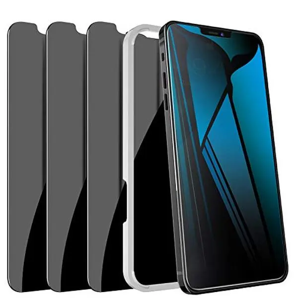 9H Anti-Peep Tempered Glass Privacy Screen Protector for iPhone 13, iPhone 13 Pro (3pc) - Full Coverage, Sensor Protection, Casing-Compatible, Dustproof, Auto-Install Mobile Phone Accessories