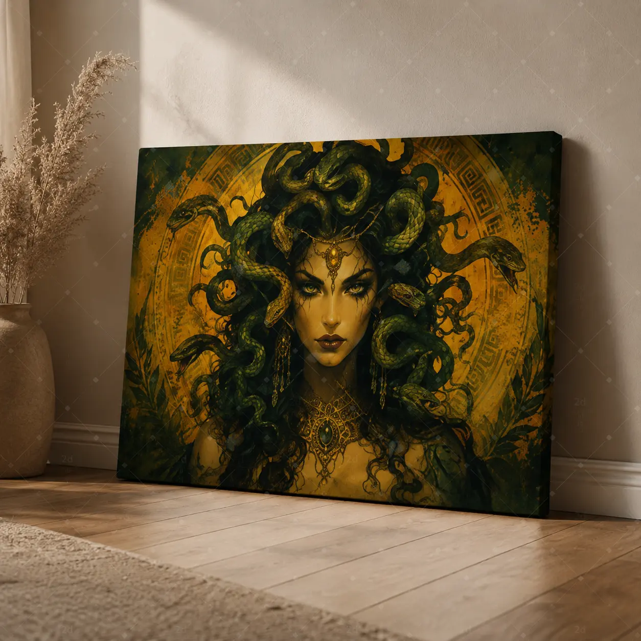 Dark Fantasy Medusa Portrait Horizontal Wall Art - Gothic Mythology Decor, Ethereal Home Accent, Unframed Poster or Framed Canvas  Option,wall decor,poster.