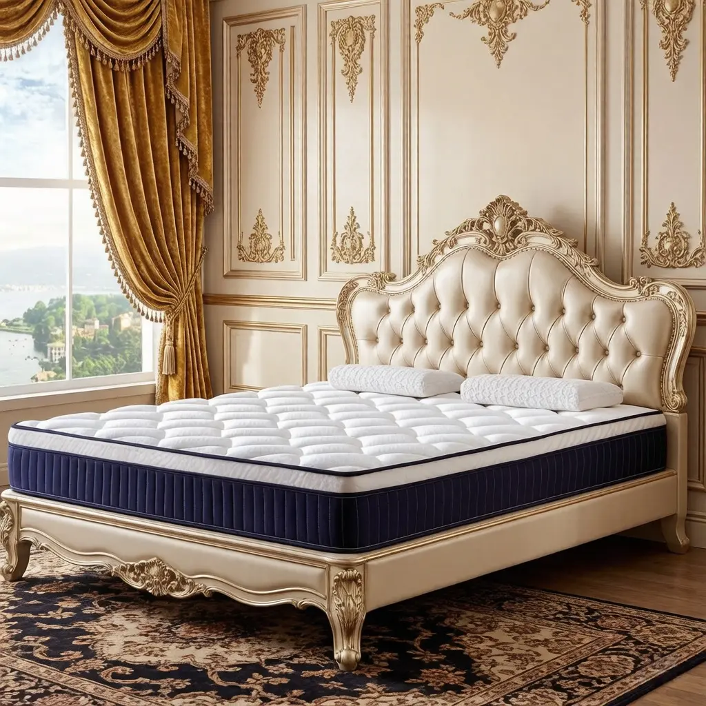 10 Inch Mattress Full Queen King Size Mattresses Hybrid Innerspring Mattress in a Box With Certipur-US Certified Foam Spring Mattress with Motion Isolation & Pressure Relief, Medium Firm, White+Blue, Memory Foam Mattresses, High Quality Mattr