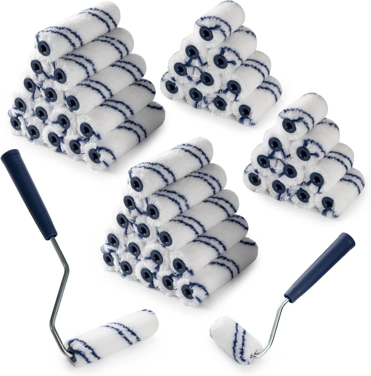 50 Pack Microfiber Paint Roller, 2 Inch and 4 Inch, Small Paint Roller Covers with 2Pcs Anti Rust Metal Roller Frames, Mini Paint Rollers for House Painting, Wall Painting Tool
