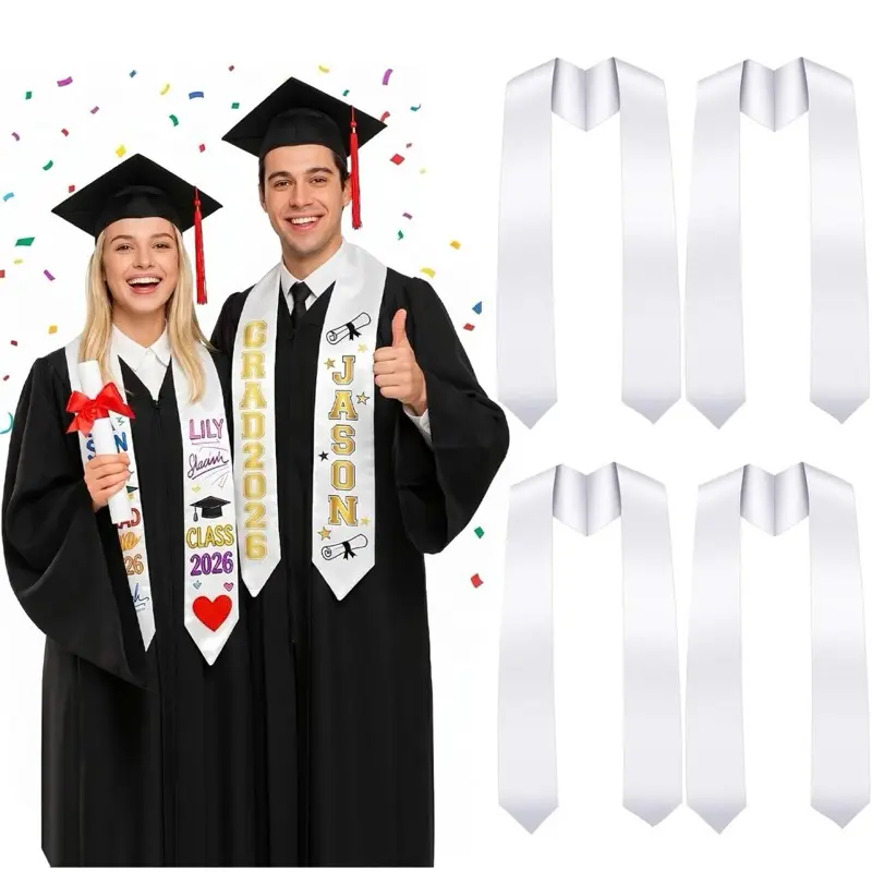 Custom Graduation Sash - Personalized Name & Year Design - 4-Pack - Ideal for Graduation Celebrations