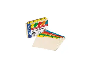 Oxford 04635 Laminated Index Card Guides, Alpha, 1/5 Tab, Manila, 4 x 6, 25/Set