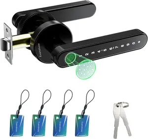 Smart Fingerprint Door Lock, Keyless Entry Door Knob with Keypad, Biometric Security Lock for Home, Bedroom, Office & Apartment