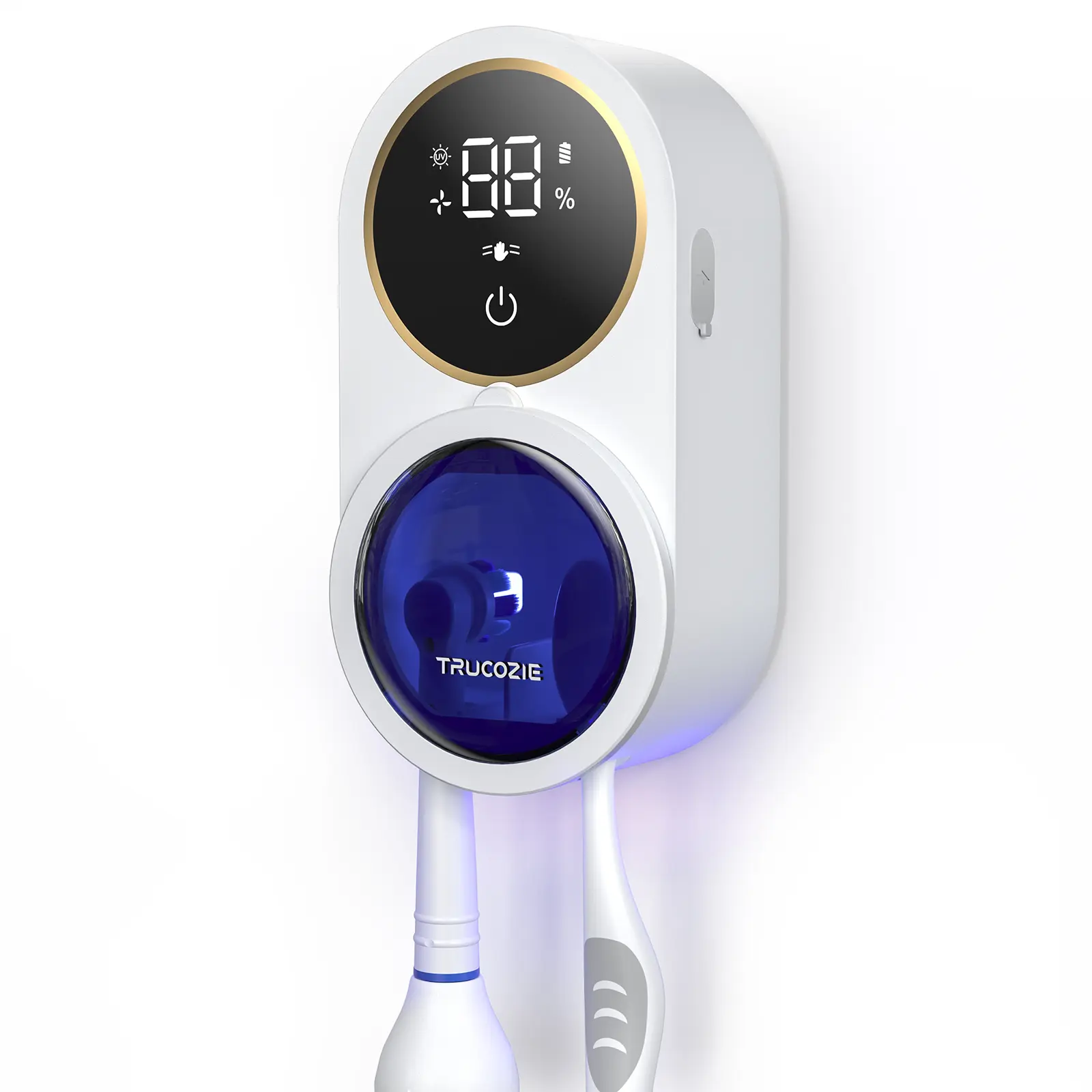 Trucozie  X122 Toothbrush Cleaner, Sanitizer, LED Smart Screen, Rechargeable Wall Mount Toothbrush Holder, Oral Care, Automated