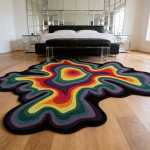 Nordic Style Living Room Carpet, Artistic Design Abstract Bedroom Mat, Soft Plush Foot Pad, Hand Wash Only, Suitable for Home Decor, Boho Area Rug, Decorative Rug