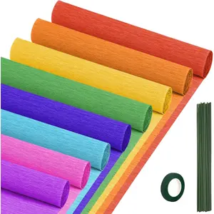 Crepe Paper Streamers 8 Rolls 10 x 98 Inch 8 Rainbow Colors for DIY Craft Projects & Party Decorations Pastel Floral Design  Wrapping Supplies