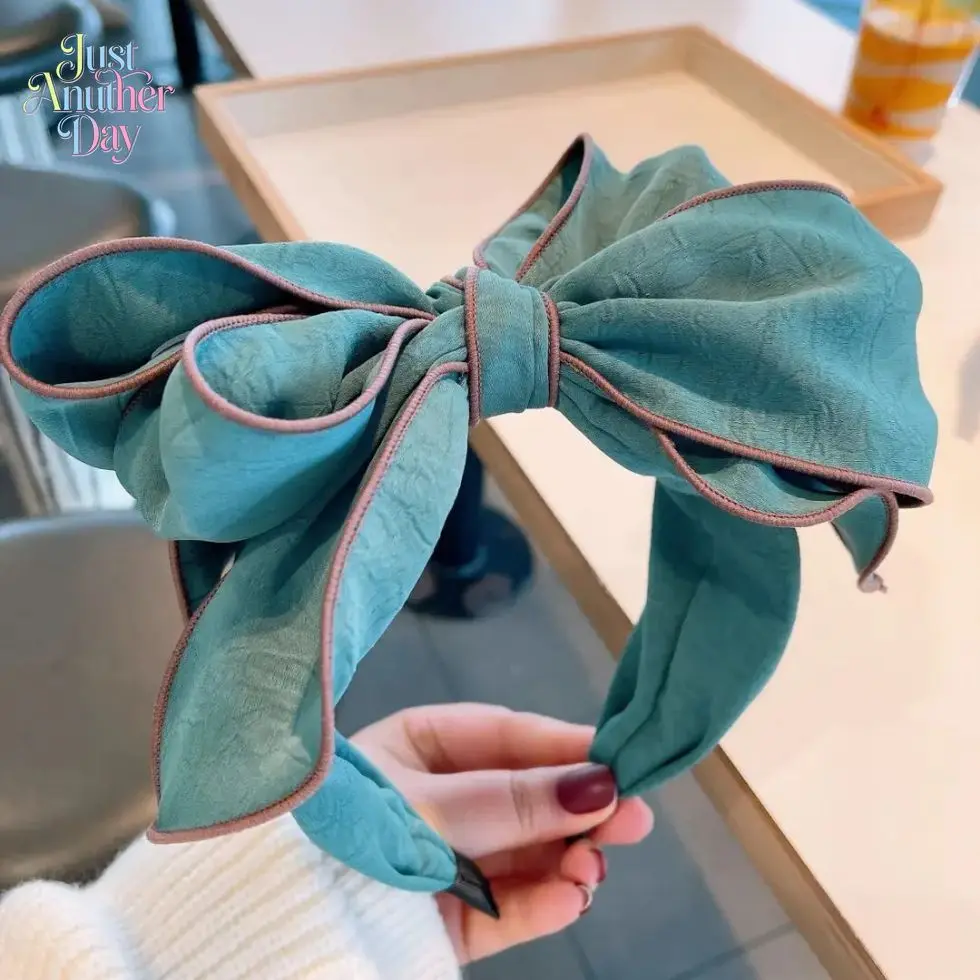 Oversized Bow Wide Headband, Cute Minimalist Teal Bow Hair Hoop, Face Slimming Headband for Women, Daily Use Hair Accessory