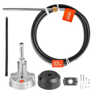 VEVOR Boat Steering System, 17 ft Boat Control Cable Outboard Rotary Steering System Kit with Aluminum Alloy Helm, Durable Marine Replacement for Fishing Boats, Small Sailboats, Speedboats, Lifeboats