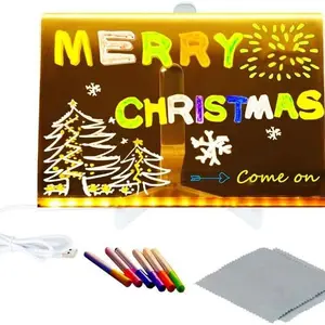 FCESUY  1 Creative rewritable message board. Message board night scene, transparent drawing board with light, suitable for home bedroom desktop decoration children's drawing board (comes with 7 pens)