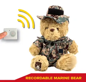 ZZZ Bears Recordable Marine Teddy Bear with Tactical Backpack for Military Families