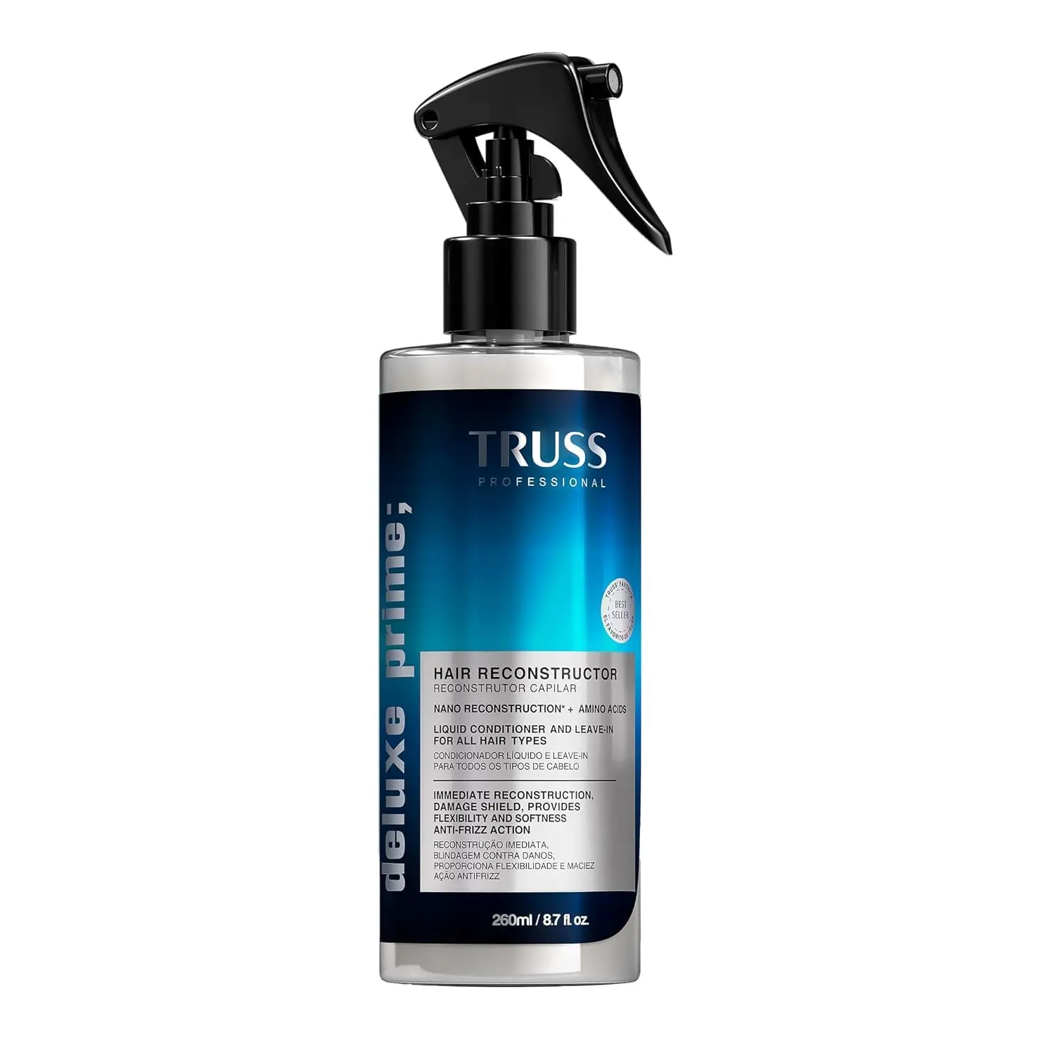 TRUSS Deluxe Prime Hair Treatment - Anti Frizz Heat Protectant Spray + Hair Primer - Nourishes, Detangles + Provides Thermal Protection Before Heat Styling (260 ml)