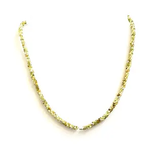Dainty 3 Strings Green Peridot 0.07 mm Size Faceted Twisted Beads Strands Necklace