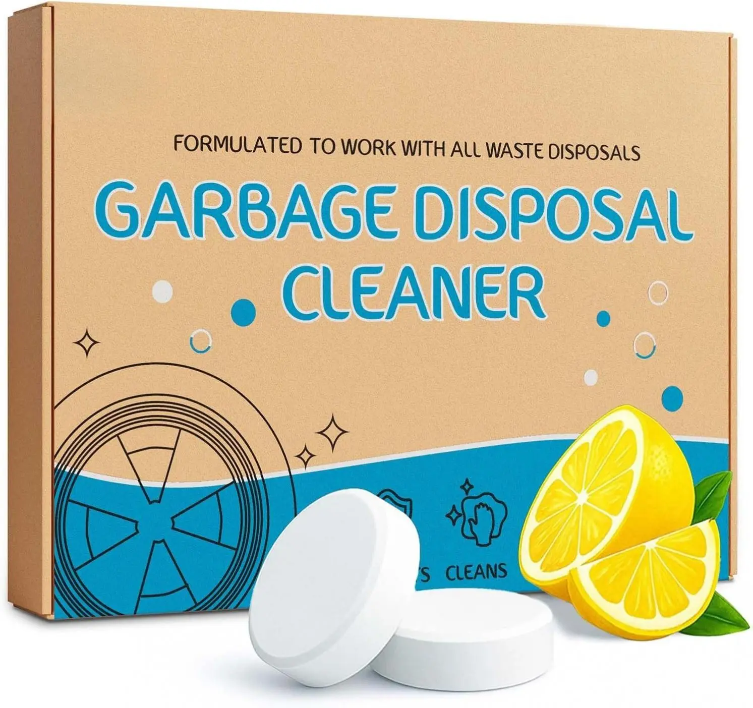 Household Garbage Disposal Cleaner & Deodorizer Tablets (20g, 12 Pack) - Powerful Home Cleaning Supply, Fragrance-Boosted, 1-Year Supply, Odor-Preventing Natural Kitchen Sink Drain Care