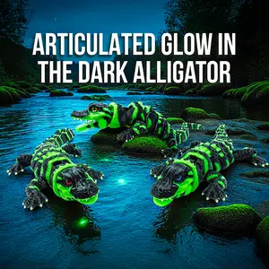 Articulated Glow in the Dark Alligator – Smooth Poseable Joints, Bold Night Glowing Finish, Built for Power and Presence, A Must-Have for Fantasy Creatures Fans, Desk Hunters, and Lizard Seekers