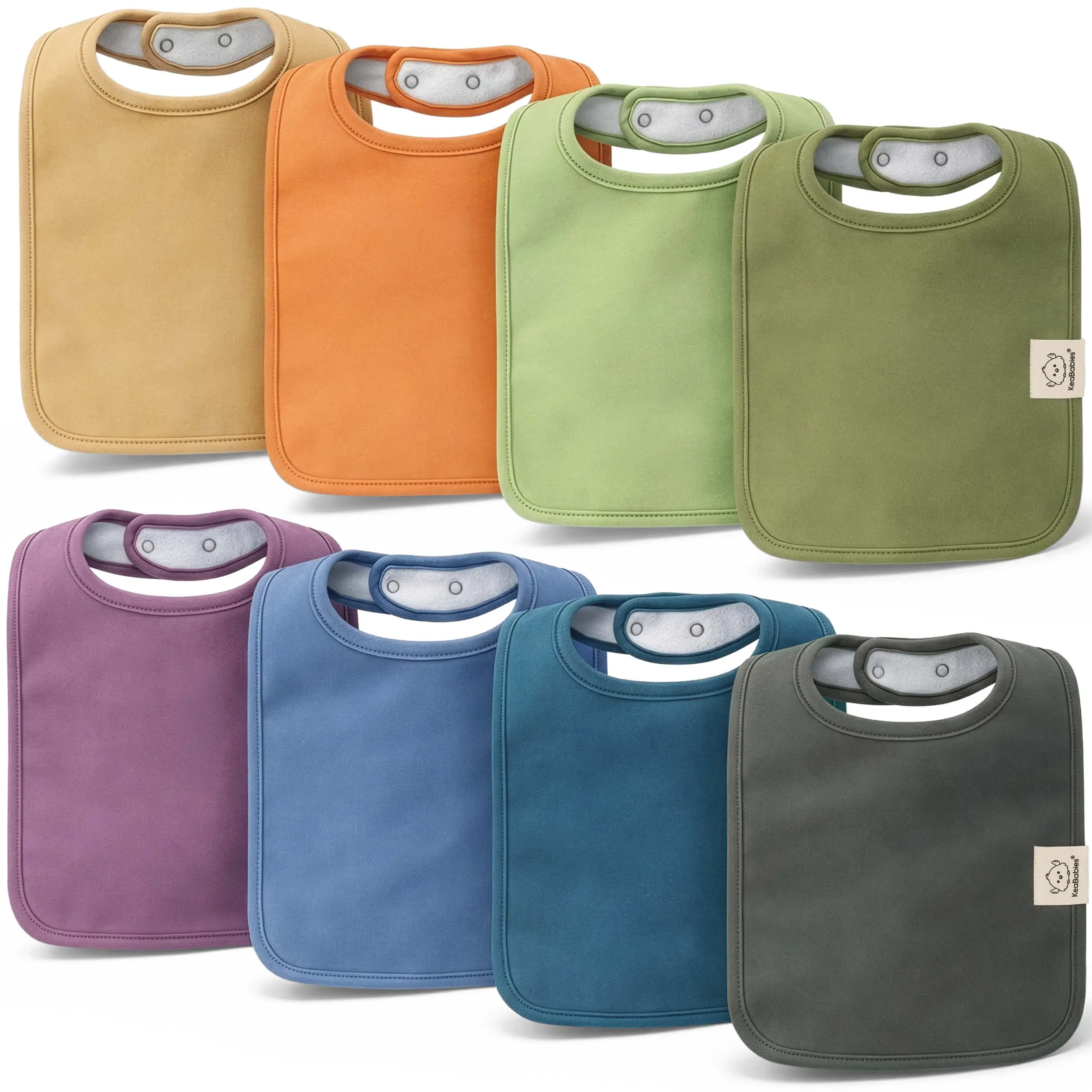 KeaBabies 8-Pack Organic Baby Bibs for Boys, Girls - Super Absorbent Cotton Drool Bibs for Baby Girl & Boy, Teething Toddler, Drooling Newborn, Ultra Soft & Machine Washable