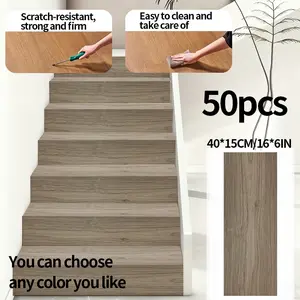 50-Piece Self-Adhesive Vinyl Flooring Tiles, Waterproof Realistic Wood Grain, Durable PVC Construction Floor Mats for Kitchen Bathroom Living Room