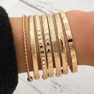 14K Gold Plated Bracelet Set for Women, Elegant Stackable Multi-layer Bracelet, Adjustable Bracelet, Gift for Women
