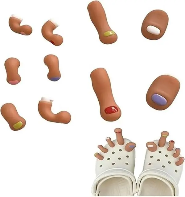 Fashion Novelty 3D Stereo Fake Toe Shoe Charms Funny Weird Ornament Accessories For Crocs Sandals Daily Wear And Party Fun