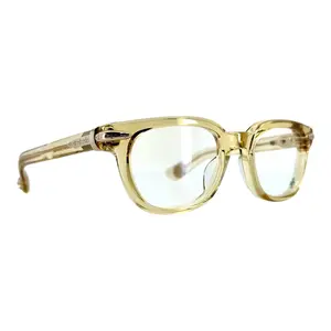Chrome Hearts Unisex Full-Rim Eyeglass Frames, Fashionable Drippin Style, Transparent Beige with Gold Accents