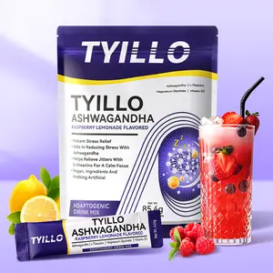 Tyillo Dietary Calming Sparkling Mix - 8-in-1 Metabolic Support Supplement with Magnesium, KSM-66 Ashwagandha, Saffron, Vitamin D3, GABA, L-Theanine - Supports Cortisol Balance, Mood, Sleep - No Sugar, Non-GMO, Raspberry Lemonade Flavor