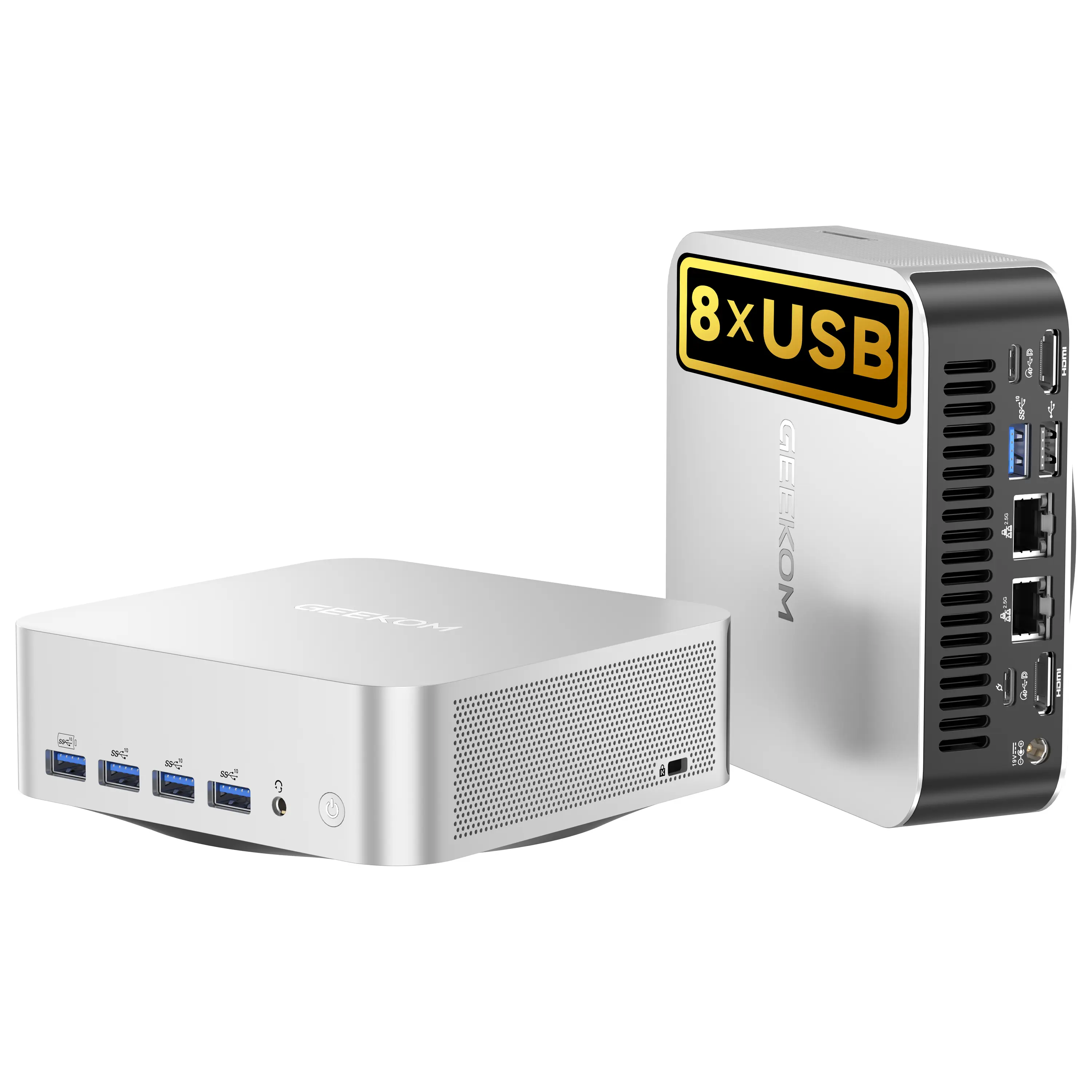 GEEKOM A8 Max Mini PC AMD Ryzen 7 8745HS DDR5 16GB RAM 1TB SSD Windows 11 Pro Dual 2.5G LAN 4x USB-A 2x USB4 2x HDMI Smooth Gaming Fortnite Warzone Genshin CS:GO Legends Home Office Small Desktop Computer 3-Year Warranty
