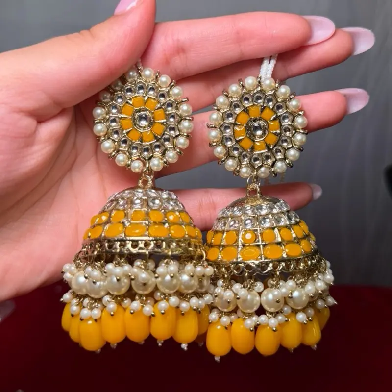 Oversized Yellow Jhumke with Sahara