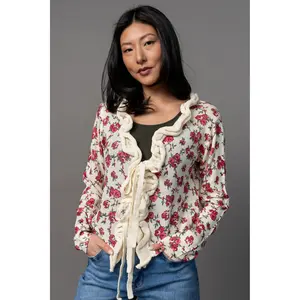 Rosette Ruffle Cardigan
