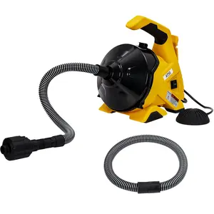 【GARVEE】Drain Cleaner Machine 30Ft x 3/10In, Auto-feed Electric Drain Auger, Piano Wire Cable, Foot Switch, for Sinks, Toilets, Floor Drains