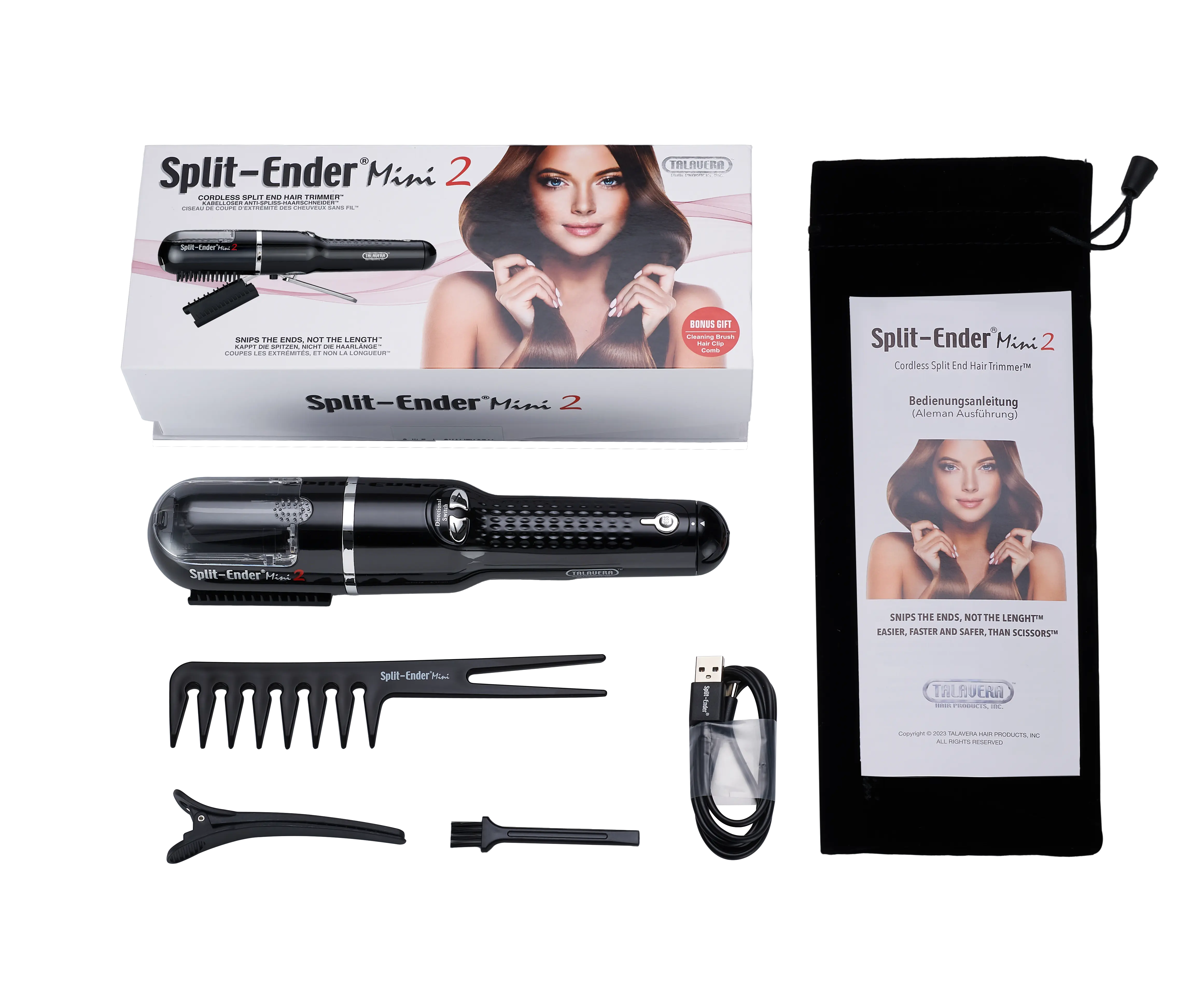 Split Ender Mini 2 - Portable and USB Rechargeable, Automatic Split End Hair Trimmer. For Home Use