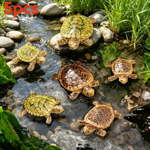 Cute turtle family floating ornaments /5-piece mini aquarium ornaments suitable for ponds and aquariums lifelike floating garden ornaments creative gifts, as well as Halloween, Christmas, beach and other theme activities of party gifts.