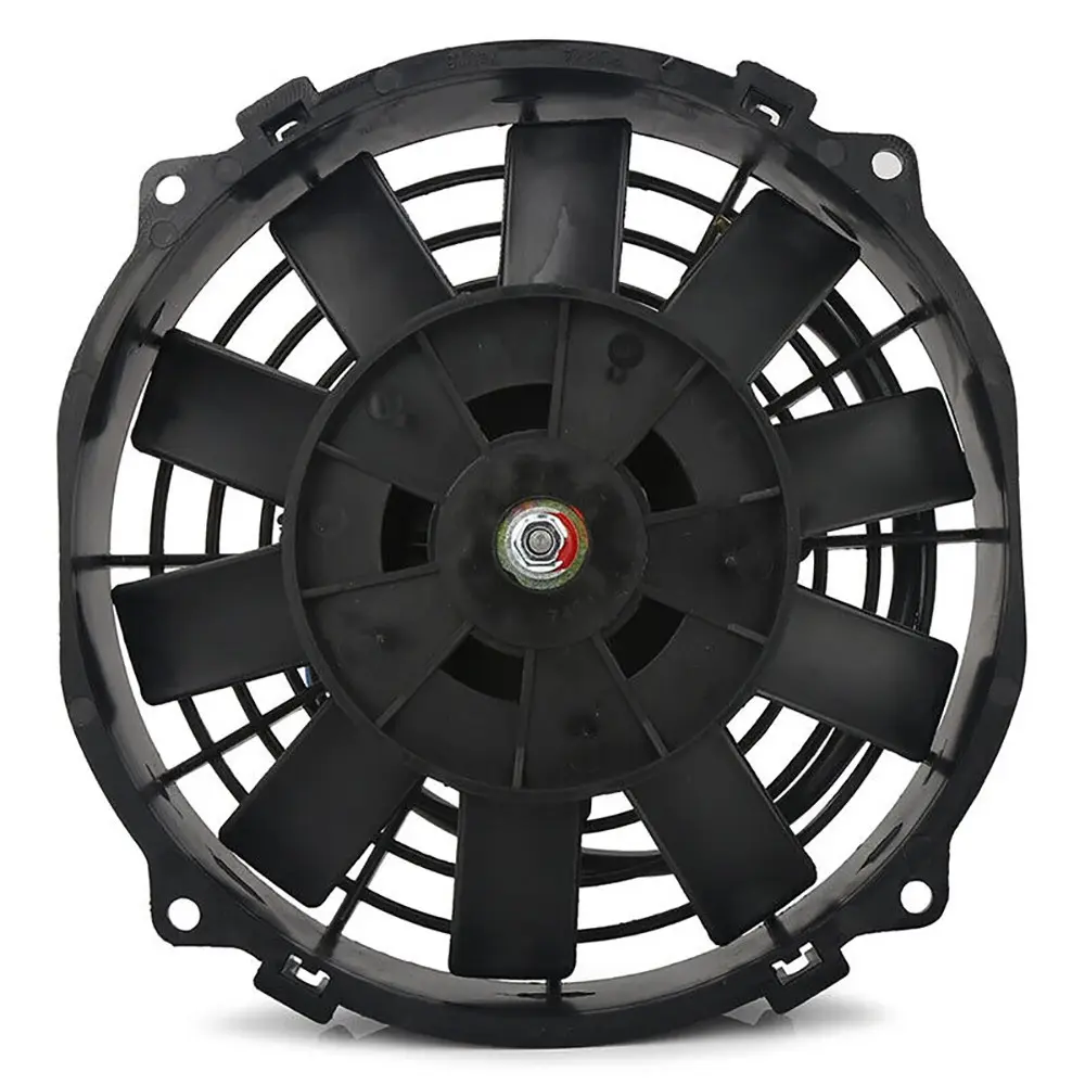 8-in Slim Push/Pull Electric Radiator Cooling Fan Kit, 10-Blade 12V DC Plastic Fan Unit, 12.70 A, Fuel Economy Boost, Universal Fit for Pickup, Truck, Trailer Engine Heat Dissipation