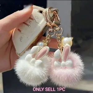 Cute Bunny Plush Keychain Bag Charm, Trendy Cute Keychain, Soft Stuffed Toy Accessory for Bags & Phones, Perfect Gift for Friends Birthdays & Holidays, Cute Soft Keychains