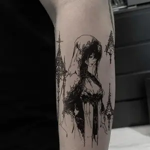 1pcs Hall Nun Herbal Juice Tattoo Sticker Gothic Sexy Hot Girl Temporary Tattoo Arm Waterproof Durable Fake Tattoo Men and Women Halloween Party Gift Y2k Sticker Tattoos