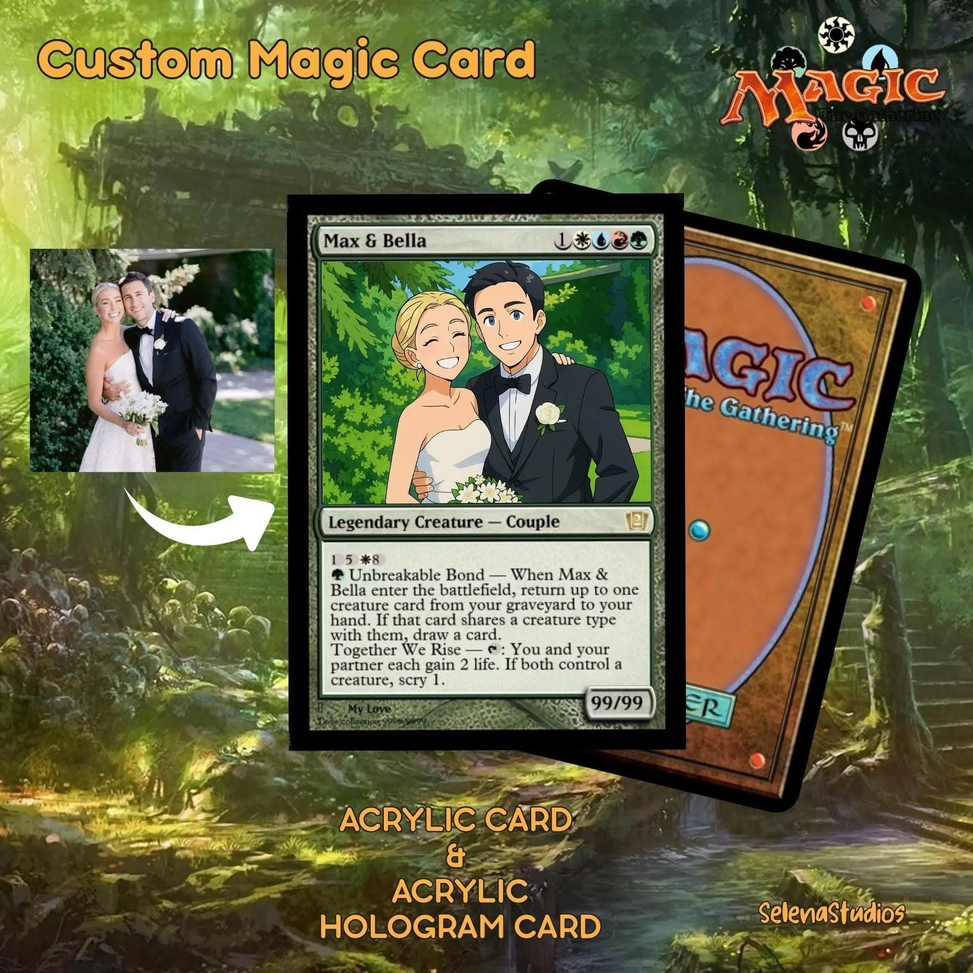 Personalized Anniversary MTG Trading Card, Custom Couple Card, Wedding Anniversary Gift Magic Card, Gift for Him Her, LGBT Couple Gift