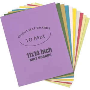 Pack of 10 11x14 Uncut Picture Mat Boards, Assorted Colors Backing Matte Boards for Frame, Print, Artwork, Picture