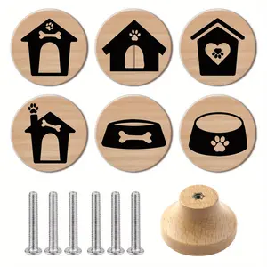 6PCS Art Nouveau Style Pulls, Handcrafted Wooden Drawer Pulls and Kitchen Cabinet Knobs, Dresser Drawer Handles, Polished Surface, Personalized Pattern Design, Decorative Drawer Pulls, Home Decor, Interior Decoration.