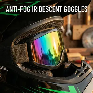 Tactical Motorcycle Helmet DOT Approved Adjustable Black Green with Goggles Gloves Windproof Breathable Safety Helmet for Adults E-Bike Motocross Off-Road Cycling Dirt Bike Outdoor Activities