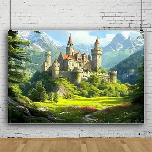 1pc Fantasy Castle Party Decorations Banners - Polyester Multi-Size Backdrop for Birthday Photo Shoots, Wedding Supplies